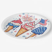 7月4日アイスクリーム紙プレート ペーパープレート (アングル)