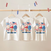 7月4日アイスクリームUSA国旗のキッズティー トドラーTシャツ