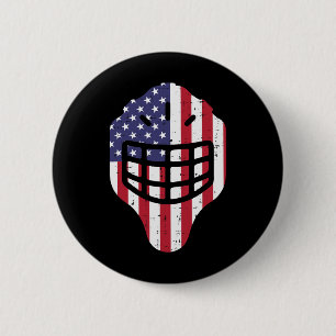 7月4日アイスホッケーヘルメットアメリカ国旗America Bo 缶バッジ