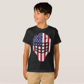 7月4日アイスホッケーヘルメットアメリカ国旗America Bo Tシャツ (正面フル)