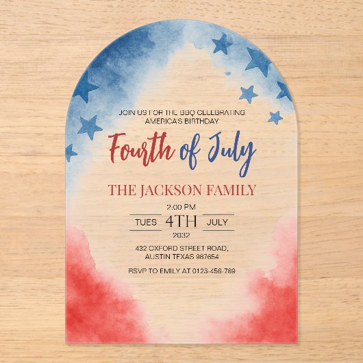 7月4日アクリルシンプル系モダン招待状 アクリル招待状 (正面)