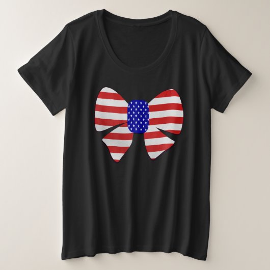 7月4日アパレルアメリカ米国国旗Patriotic Ribbo プラスサイズTシャツ (デザイン正面)