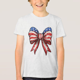 7月4日アメリカのコケット弓独立記念日 トライブレンドTシャツ
