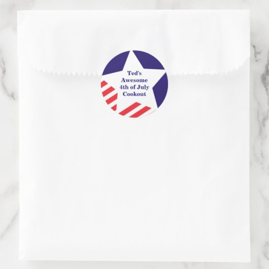 7月4日アメリカのスターストライプ赤白青 ラウンドシール (バッグ)