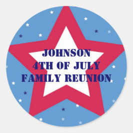 7月4日アメリカのスターストライプ赤白青 ラウンドシール