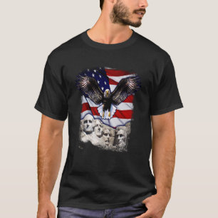 7月4日アメリカのハングルイーグル山ラッシュモアマー Tシャツ