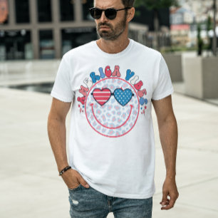 7月4日アメリカのビベススマイリーフェイス Tシャツ
