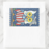 7月4日アメリカのフクロウのステッカー*シート 長方形シール (バッグ)