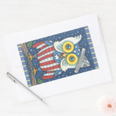 7月4日アメリカのフクロウのステッカー*シート 長方形シール (封筒)