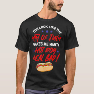 7月4日アメリカのホットドッグおもしろいのように Tシャツ