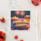 7月4日アメリカのホットドッグ&ビール スタンダードカクテルナプキン (インサイチュ)