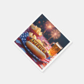 7月4日アメリカのホットドッグ&ビール スタンダードカクテルナプキン (角)