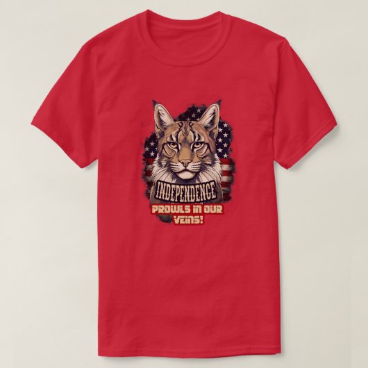 7月4日アメリカのボブキャット独立運動 Tシャツ (デザイン正面)