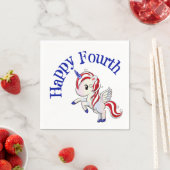 7月4日アメリカのユニコーンペガサス虹 スタンダードカクテルナプキン (インサイチュ)