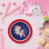 7月4日アメリカのユニコーンペガサス虹 ペーパープレート (パーティー)