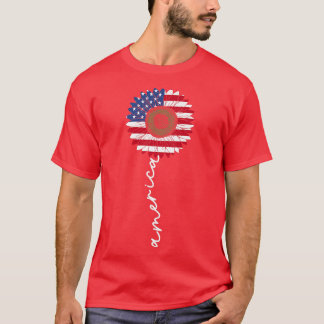 7月4日アメリカひまわりアメリカ愛国的アメリカ Tシャツ