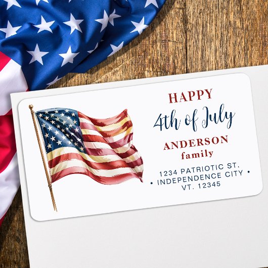 7月4日アメリカカスタム国旗の差出人住所 ラベル