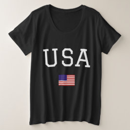 7月4日アメリカパーティー国旗 プラスサイズTシャツ