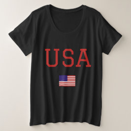 7月4日アメリカパーティー国旗 プラスサイズTシャツ