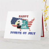 7月4日アメリカンフリーダムイーグルイラストレーション カード (黄色い花)