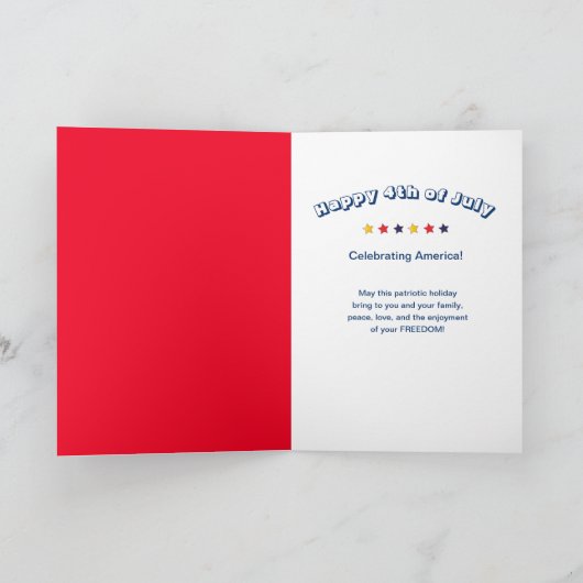 7月4日アメリカンホリデータイポグラフィハート国旗 カード (内部)