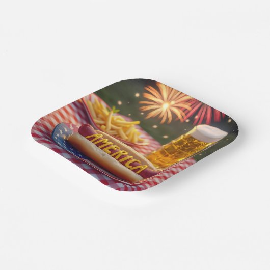 7月4日アメリカ人愛犬 ペーパープレート (傾斜あり)