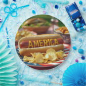 7月4日アメリカ人愛犬 ペーパープレート (パーティー)