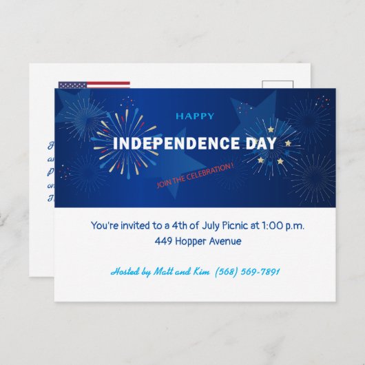 7月4日アメリカ合衆国アメリカ独立記念日おめでとう ポストカード (正面/裏面)