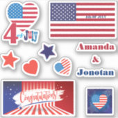 7月4日アメリカ合衆国国旗の愛国心 シール (正面)