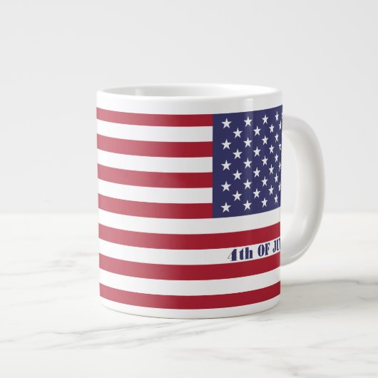 7月4日アメリカ合衆国国旗の愛国心 ジャンボコーヒーマグカップ (正面右)