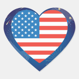 7月4日アメリカ合衆国国旗の愛国心 ハートシール