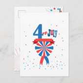 7月4日アメリカ合衆国国旗の愛国心 ポストカード (正面/裏面)