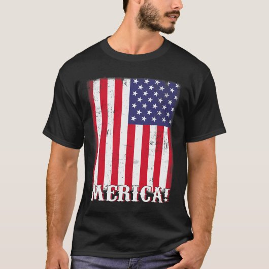7月4日アメリカ合衆国国旗の愛国心 Tシャツ (正面)