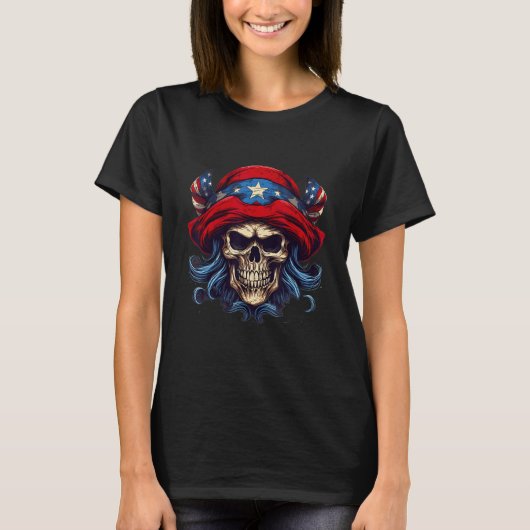 7月4日アメリカ合衆国旗艦海賊 Tシャツ (正面)