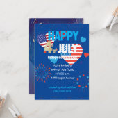 7月4日アメリカ合衆国花火の愛国的なカスタム カード (正面/裏面インサイチュ)