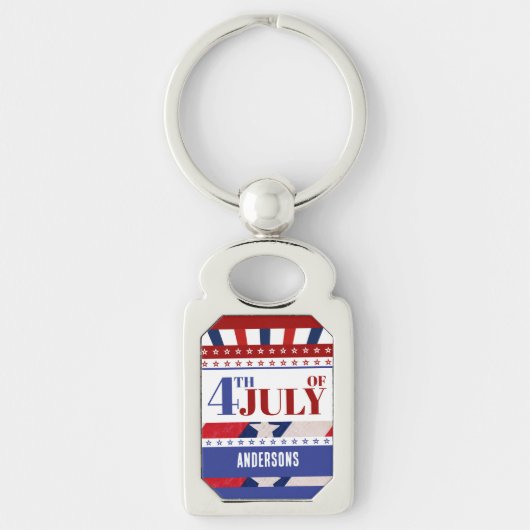 7月4日アメリカ国アート旗カスタム キーホルダー (正面)
