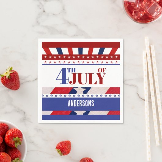 7月4日アメリカ国アート旗カスタム スタンダードカクテルナプキン (インサイチュ)