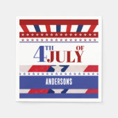 7月4日アメリカ国アート旗カスタム スタンダードカクテルナプキン (正面)