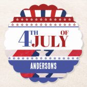 7月4日アメリカ国アート旗カスタム ペーパーコースター (正面)