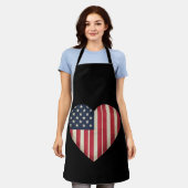 7月4日アメリカ国旗と愛国的なアメリカ合衆国スターストリップ エプロン (着用した状態)