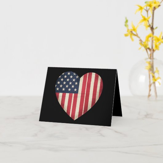 7月4日アメリカ国旗と愛国的なアメリカ合衆国スターストリップ カード (黄色い花)