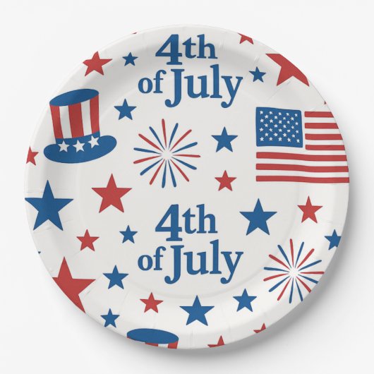 7月4日アメリカ国旗と愛国的パーティー ペーパープレート (正面)