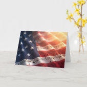 7月4日アメリカ国旗と音符 カード (黄色い花)