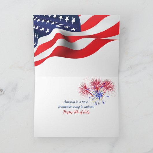 7月4日アメリカ国旗と音符 カード (内部)