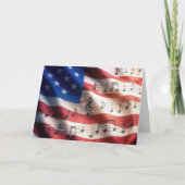 7月4日アメリカ国旗と音符 カード (正面)