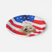 7月4日アメリカ国旗に身を包んだ犬 ペーパープレート (アングル)