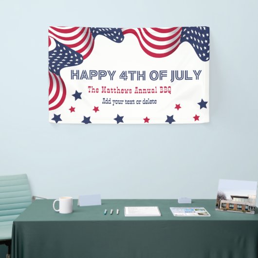 7月4日アメリカ国旗のパーソナライズされたパーティー 横断幕 (トレードショー)