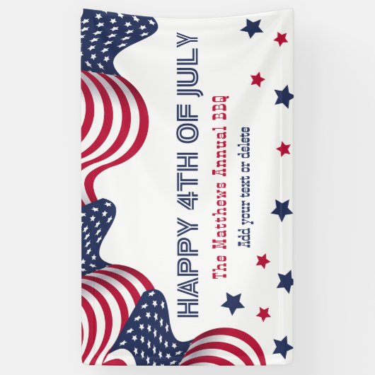 7月4日アメリカ国旗のパーソナライズされたパーティー 横断幕 (縦)