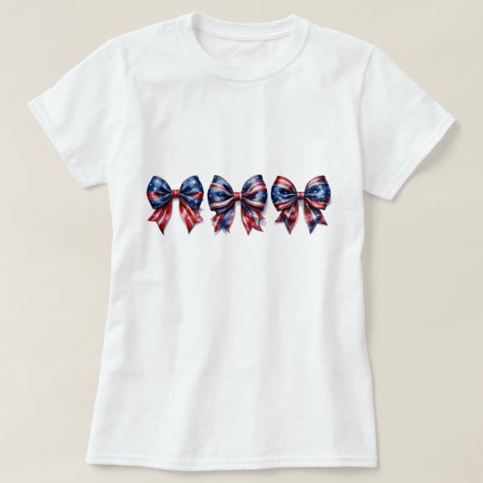 7月4日アメリカ国旗の弓Tシャツ Tシャツ (デザイン正面)