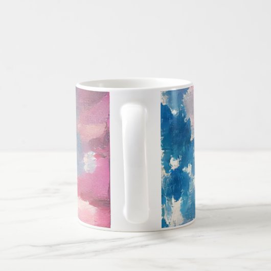 7月4日アメリカ国旗の愛デジタル抽象芸術アート コーヒーマグカップ (ハンドル)